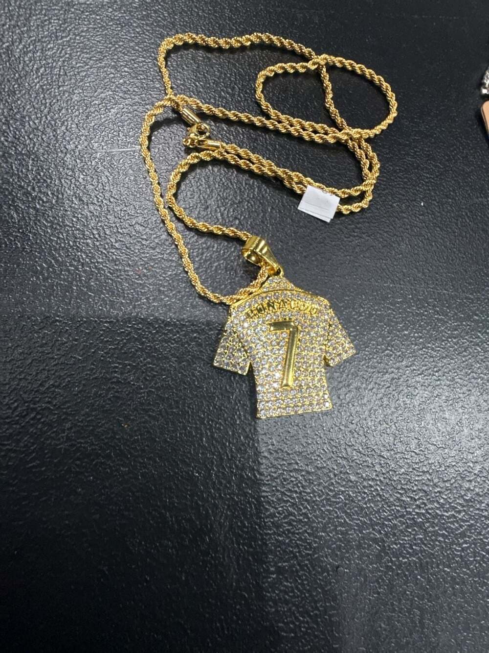 Iced Out Ronaldo Messi Jersey Pendant Necklace – Football Legend Chain - ,